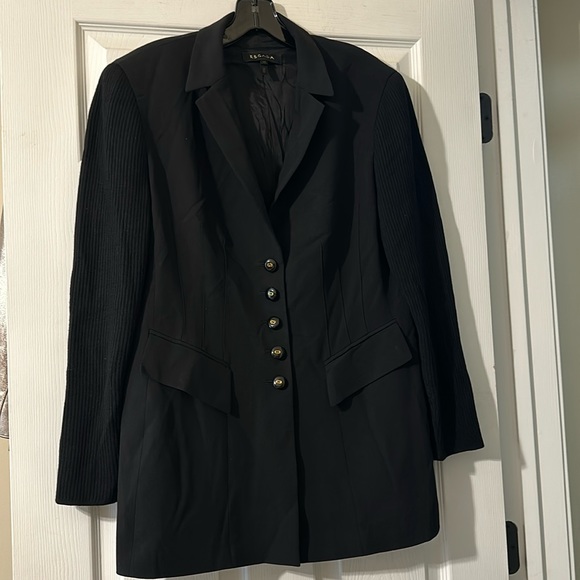 Escada Jackets & Blazers - Escada black blazer jacket with knit sleeves Sz 42
